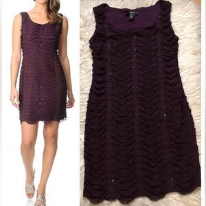 R&M Richards Draped Sequins Embroidered Purple Sleeveless Cocktail Dress size 4P